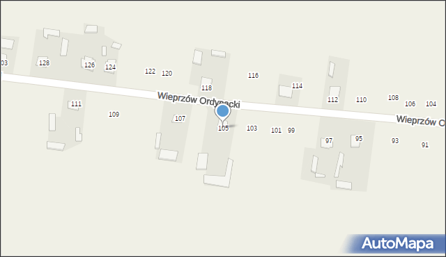 Wieprzów Ordynacki, Wieprzów Ordynacki, 105, mapa Wieprzów Ordynacki