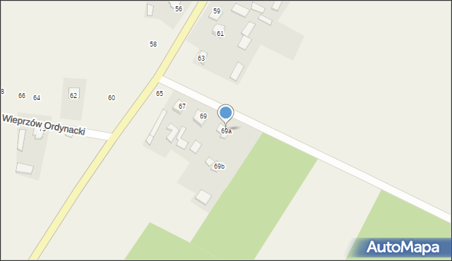 Wieprzów Ordynacki, Wieprzów Ordynacki, 69a, mapa Wieprzów Ordynacki