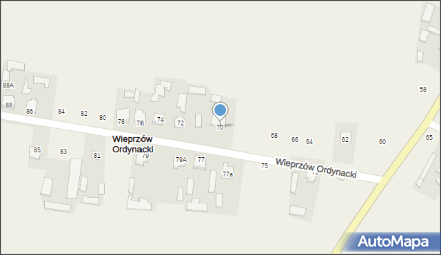 Wieprzów Ordynacki, Wieprzów Ordynacki, 70, mapa Wieprzów Ordynacki