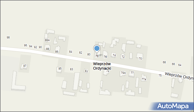 Wieprzów Ordynacki, Wieprzów Ordynacki, 78, mapa Wieprzów Ordynacki