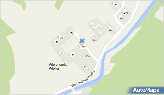 Wierchomla Wielka, Wierchomla Wielka, 172, mapa Wierchomla Wielka