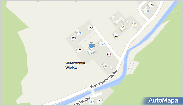 Wierchomla Wielka, Wierchomla Wielka, 173, mapa Wierchomla Wielka