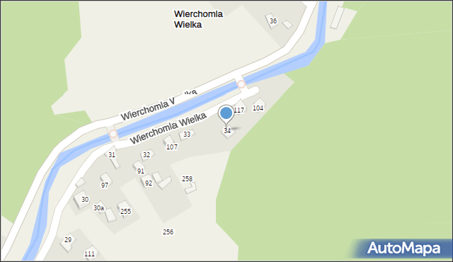 Wierchomla Wielka, Wierchomla Wielka, 34, mapa Wierchomla Wielka