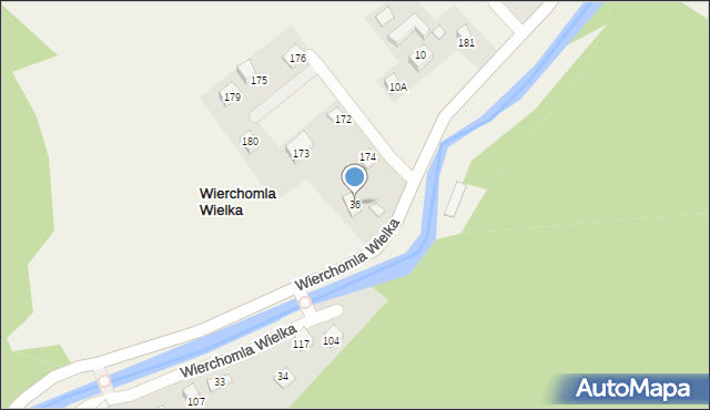 Wierchomla Wielka, Wierchomla Wielka, 36, mapa Wierchomla Wielka