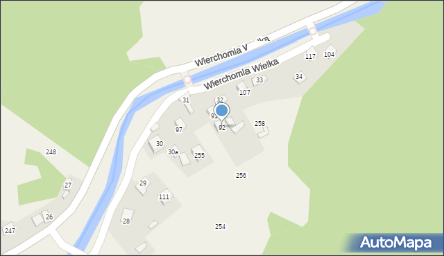 Wierchomla Wielka, Wierchomla Wielka, 92, mapa Wierchomla Wielka
