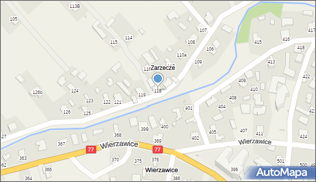 Wierzawice, Wierzawice, 118, mapa Wierzawice