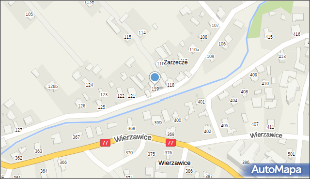 Wierzawice, Wierzawice, 119, mapa Wierzawice