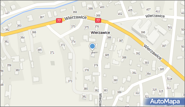 Wierzawice, Wierzawice, 377, mapa Wierzawice