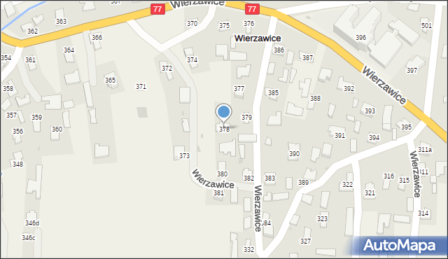 Wierzawice, Wierzawice, 378, mapa Wierzawice