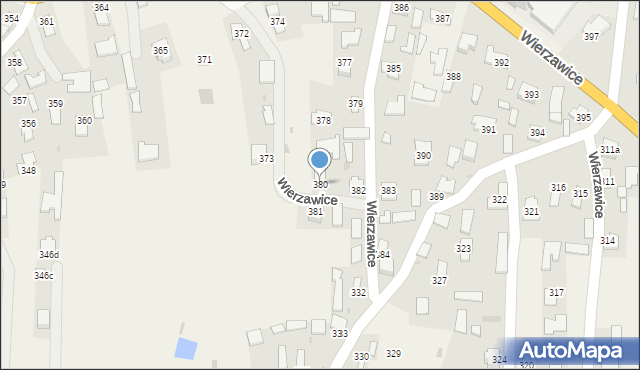 Wierzawice, Wierzawice, 380, mapa Wierzawice