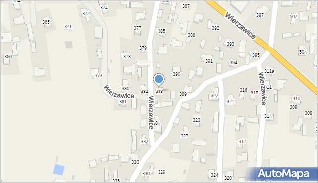 Wierzawice, Wierzawice, 383, mapa Wierzawice