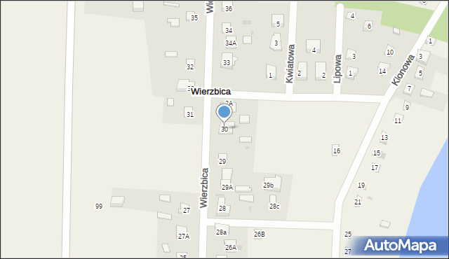 Wierzbica, Wierzbica, 30, mapa Wierzbica