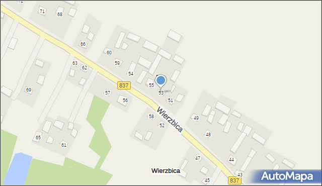 Wierzbica, Wierzbica, 53, mapa Wierzbica