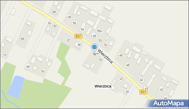 Wierzbica, Wierzbica, 58, mapa Wierzbica