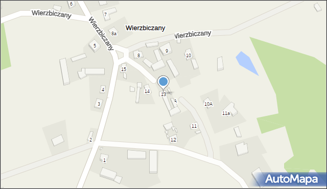 Wierzbiczany, Wierzbiczany, 13, mapa Wierzbiczany