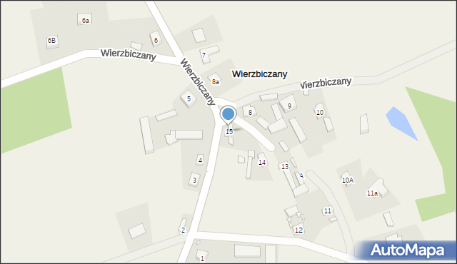 Wierzbiczany, Wierzbiczany, 15, mapa Wierzbiczany