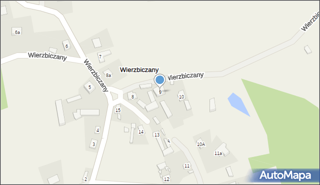 Wierzbiczany, Wierzbiczany, 9, mapa Wierzbiczany