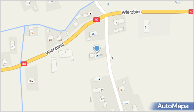 Wierzbiec, Wierzbiec, 15, mapa Wierzbiec