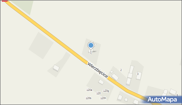 Wierzbięcice, Wierzbięcice, 1, mapa Wierzbięcice