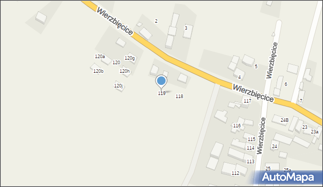 Wierzbięcice, Wierzbięcice, 119, mapa Wierzbięcice