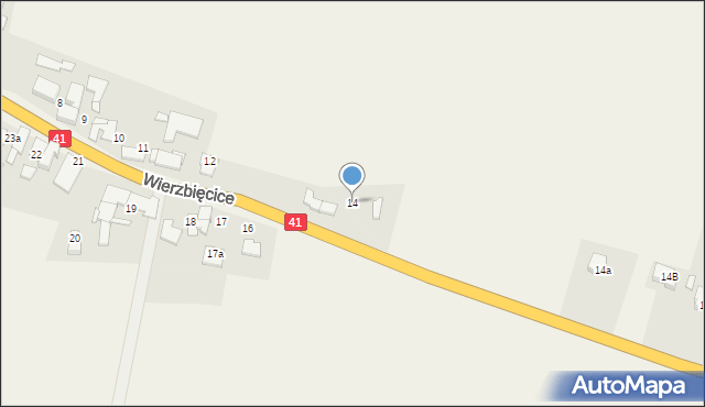 Wierzbięcice, Wierzbięcice, 14, mapa Wierzbięcice