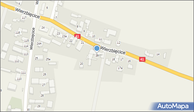 Wierzbięcice, Wierzbięcice, 19, mapa Wierzbięcice