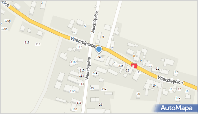 Wierzbięcice, Wierzbięcice, 24, mapa Wierzbięcice