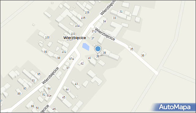 Wierzbięcice, Wierzbięcice, 39, mapa Wierzbięcice