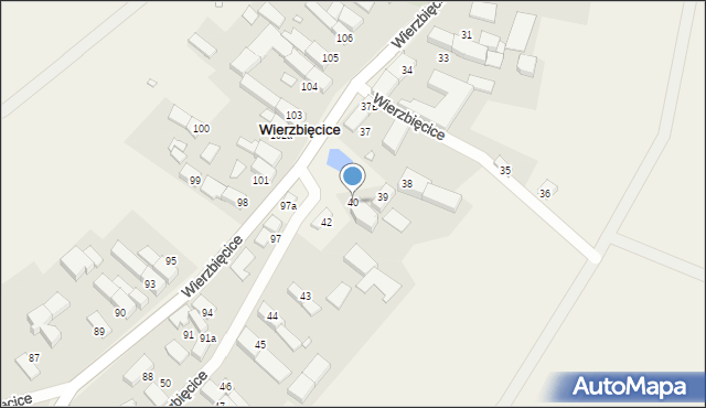 Wierzbięcice, Wierzbięcice, 40, mapa Wierzbięcice