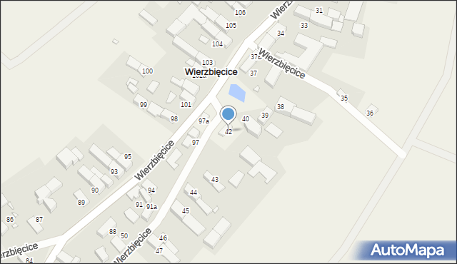 Wierzbięcice, Wierzbięcice, 42, mapa Wierzbięcice