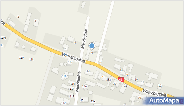 Wierzbięcice, Wierzbięcice, 6, mapa Wierzbięcice