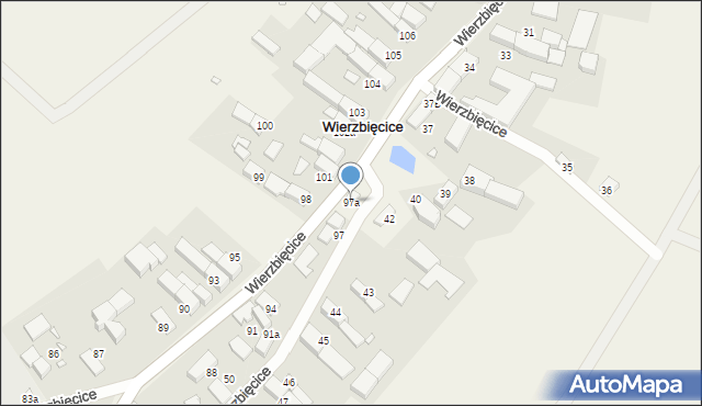 Wierzbięcice, Wierzbięcice, 97a, mapa Wierzbięcice