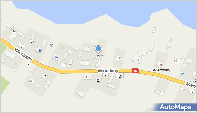 Wierzbiny, Wierzbiny, 13, mapa Wierzbiny