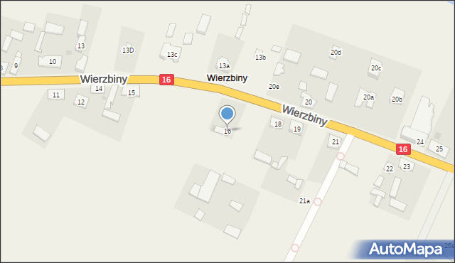 Wierzbiny, Wierzbiny, 16, mapa Wierzbiny