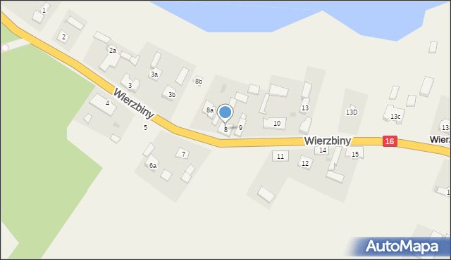 Wierzbiny, Wierzbiny, 8, mapa Wierzbiny