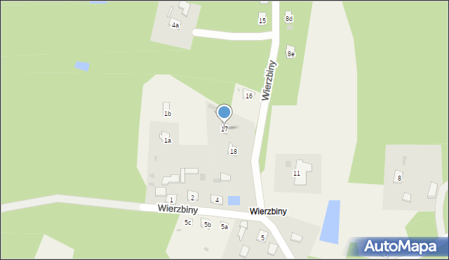 Wierzbiny, Wierzbiny, 17, mapa Wierzbiny