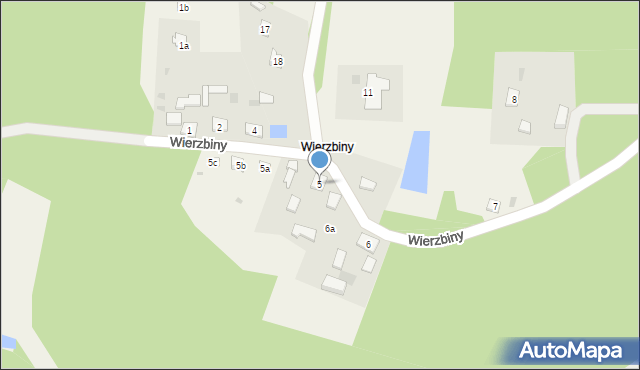 Wierzbiny, Wierzbiny, 5, mapa Wierzbiny