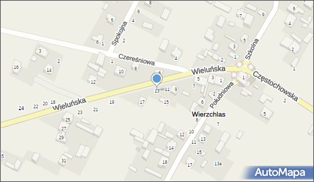 Wierzchlas, Wieluńska, 13, mapa Wierzchlas