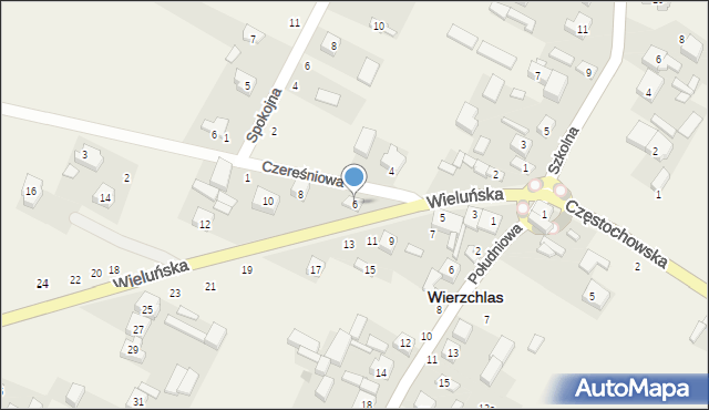 Wierzchlas, Wieluńska, 6, mapa Wierzchlas