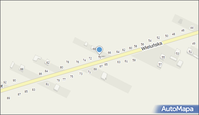 Wierzchlas, Wieluńska, 70, mapa Wierzchlas