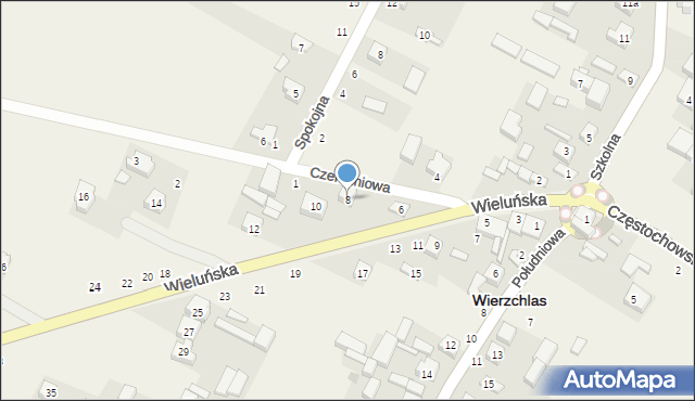 Wierzchlas, Wieluńska, 8, mapa Wierzchlas
