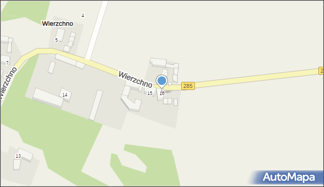 Wierzchno, Wierzchno, 16, mapa Wierzchno