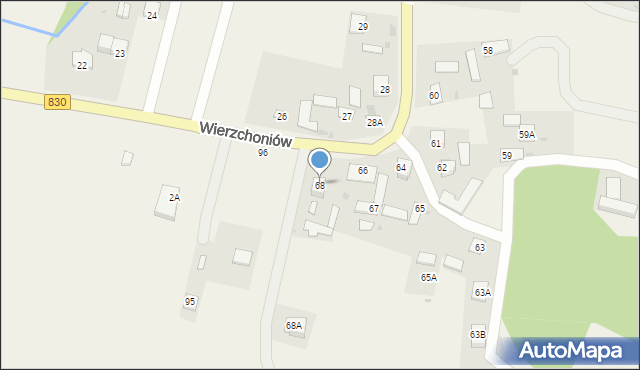 Wierzchoniów, Wierzchoniów, 68, mapa Wierzchoniów