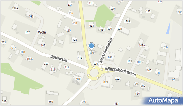 Wierzchosławice, Wierzchosławice, 126, mapa Wierzchosławice