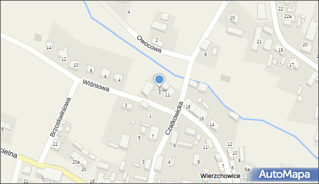 Wierzchowice, Wiśniowa, 2, mapa Wierzchowice