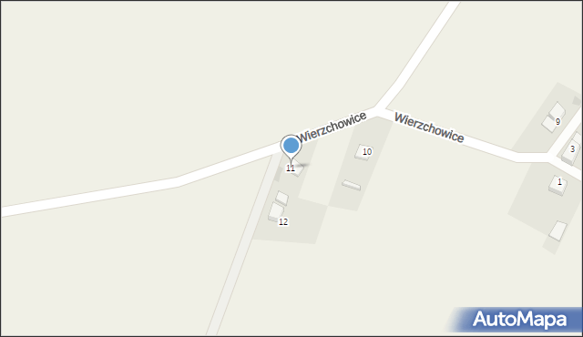 Wierzchowice, Wierzchowice, 11, mapa Wierzchowice