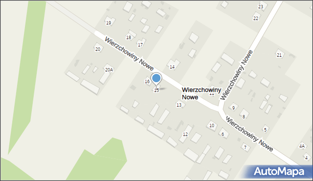 Wierzchowiny Nowe, Wierzchowiny Nowe, 15, mapa Wierzchowiny Nowe