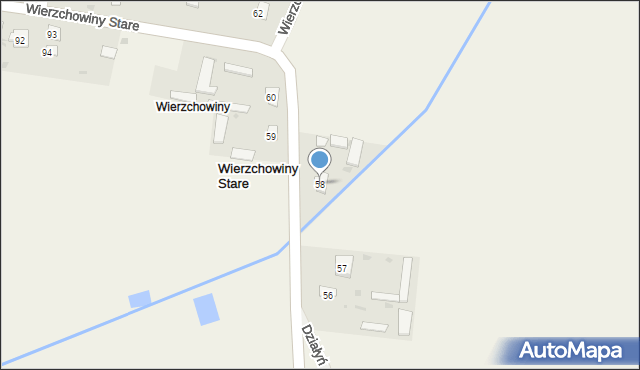 Wierzchowiny Stare, Wierzchowiny Stare, 58, mapa Wierzchowiny Stare