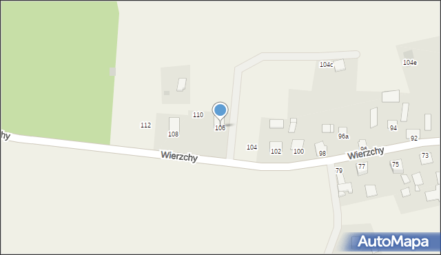 Wierzchy, Wierzchy, 106, mapa Wierzchy