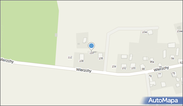 Wierzchy, Wierzchy, 110, mapa Wierzchy